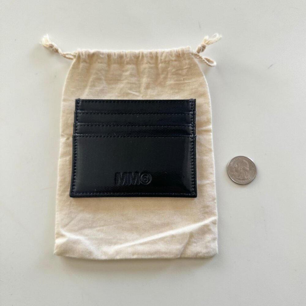 FREE SHIPPING! NWOT - MM6 - MAISON MARGIELA - Shiny Coated Card Holder - Black - Picture 4 of 6